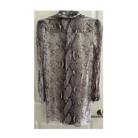 Diane Von Furstenberg Sheer Silk Animal Print Dress + Bow tie - Picture 3 of 4